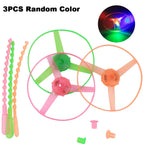 1-5pcs LED Luminous Bamboo Dragonfly Hand Pushing Saucer Toys Kids Outdoor Hand Pushing Saucer Spinning Top Toy Transmit Gifts