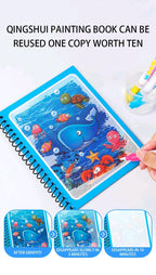 Magic Water Drawing Book with Reusable Coloring Pen for Kids Fun