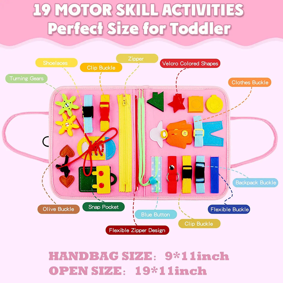 Montessori Toddler Busy Board Activity Book for Fine Motor Skills Learning