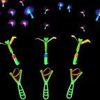 5/10/20Pcs Slingshots Rocket Launcher Rocket Slingshot Flying Toys with LED Lights Flying Toys Luminous Slingshot Toys for Kids