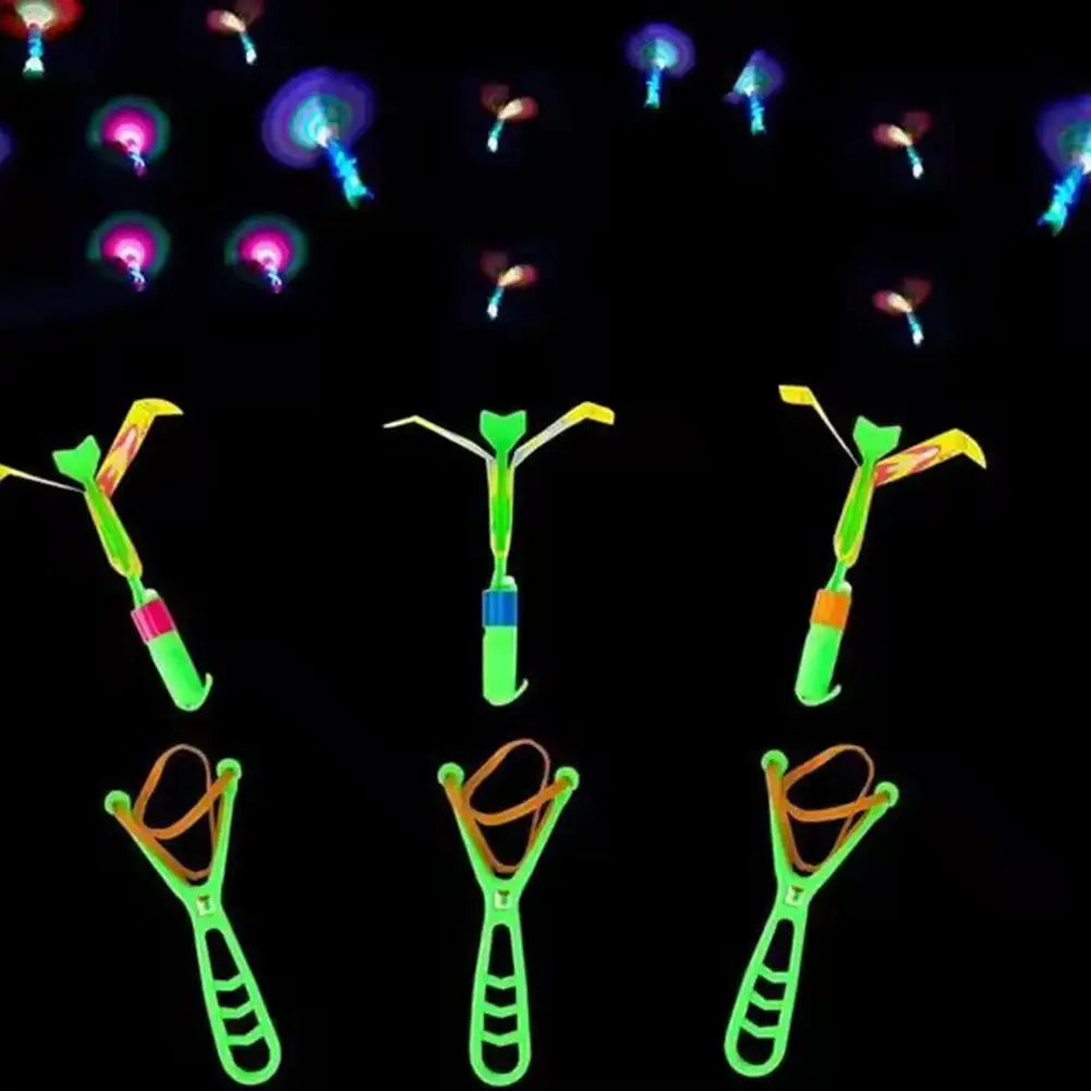 5/10/20Pcs Slingshots Rocket Launcher Rocket Slingshot Flying Toys with LED Lights Flying Toys Luminous Slingshot Toys for Kids