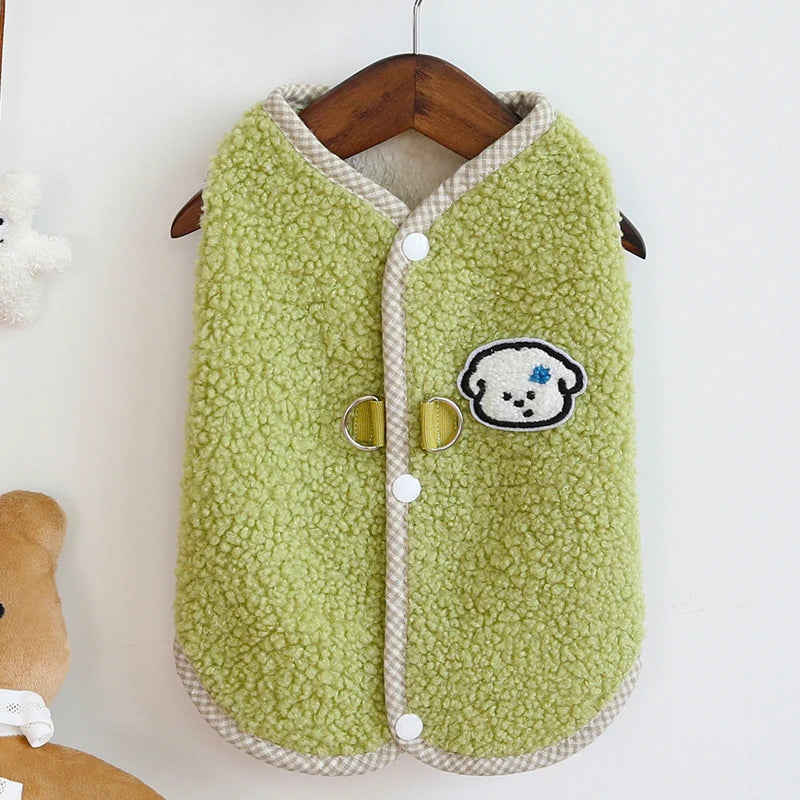 Fleece Warm Dog Vest Jacket Winter Green Costumes Dog Clothes For Small Dogs Chihuahua Bulldog Sleeveless Coat Puppy Outfits XXL