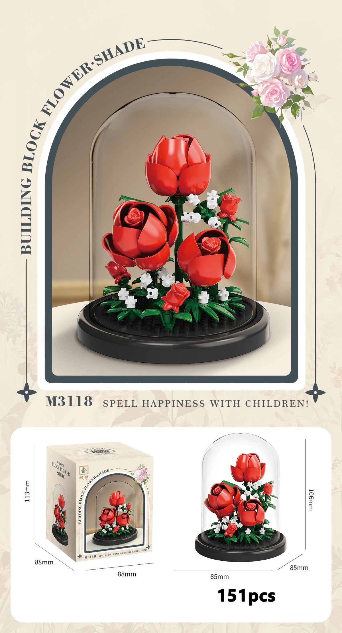 Eternal Flower Bouquet Bonsai Micro Building Blocks Set