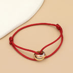 Simple Fashion Unisex Bracelet 3 Metal Round Circle Accessory Adjustable Men's Rope Bracelet for Women Jewelry Gifts