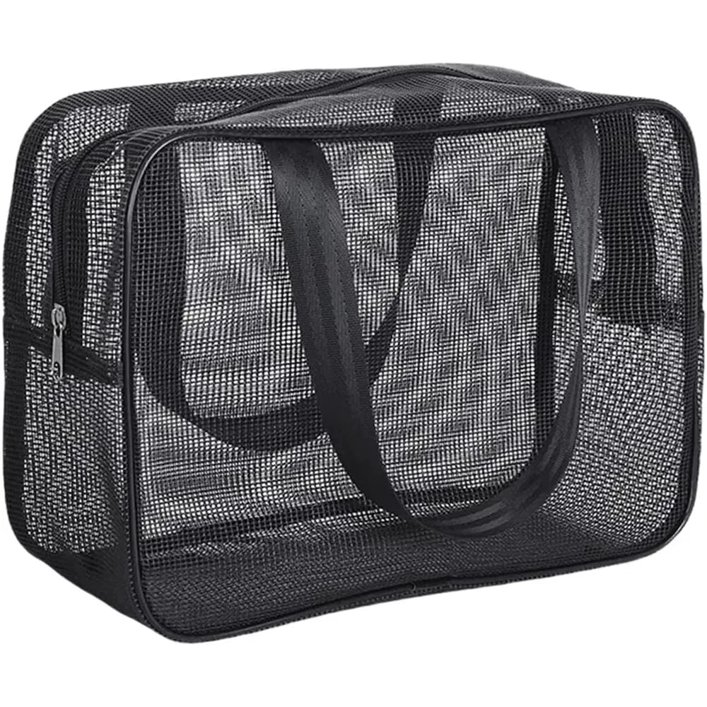 Portable Mesh Shower Storage Bag Large Capacity Travel Toiletry Organizer