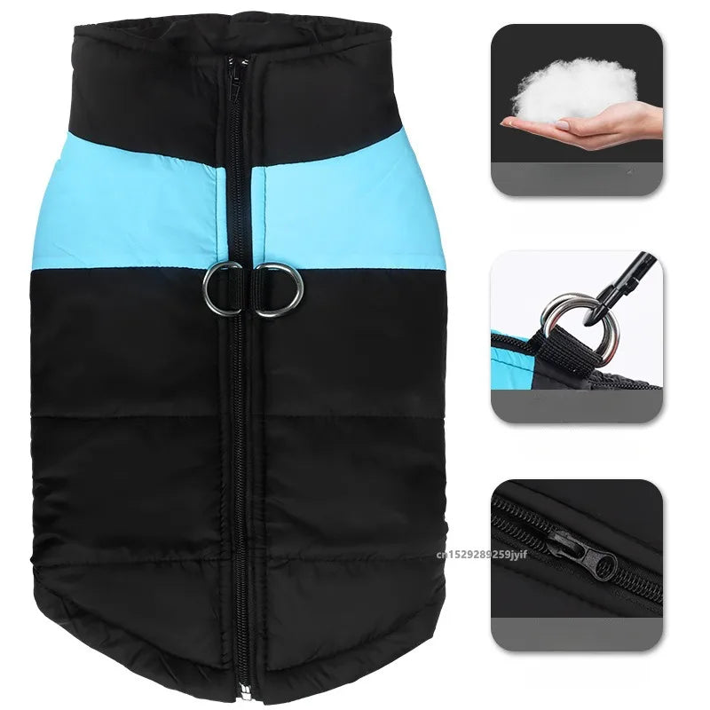 Pet Dog Jacket Warm Winter Clothes For Small Large Dogs Labrador Coat Windproof Waterproof Puppy Costume Vest With D-ring Pug