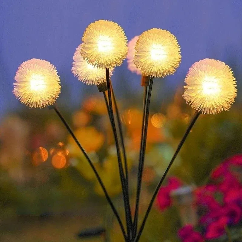 Solar Powered Plush Ball Lights for Outdoor Courtyard Atmosphere Decoration, Lawn Decoration, Dandelion Ground Mounted Lights