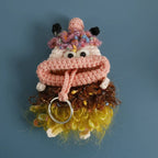 Funny Fruit Sausage Mouth Crochet Keychain Key Holder