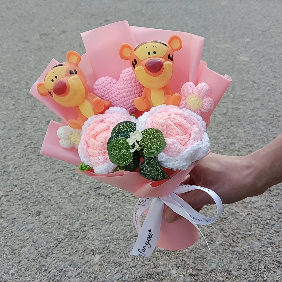 Anime Winnie the Pooh Pig Elephant Handmade Flower Bouquet Plush Doll Wedding Graduation Valentine Christmas Birthday Gifts