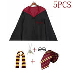 Potter Costume Robe Tie Cloak Scarf Wand Glasses Hermione Dress Flying Thief Accessories Sweater Halloween Cosplay Costume Gifts