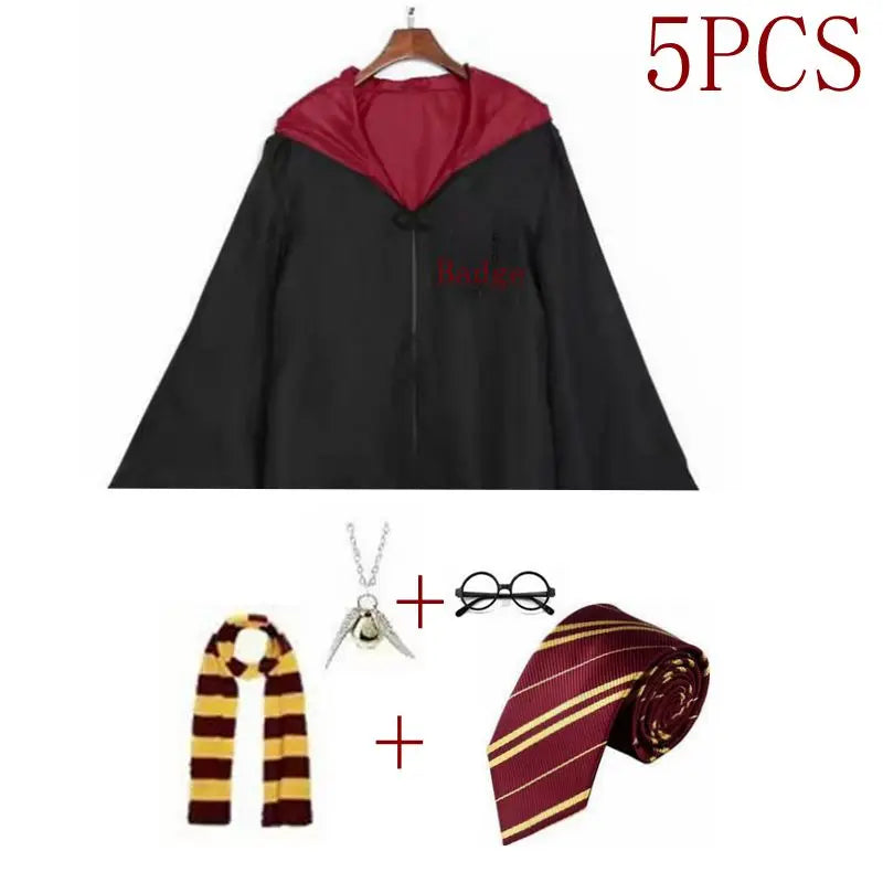 Potter Costume Robe Tie Cloak Scarf Wand Glasses Hermione Dress Flying Thief Accessories Sweater Halloween Cosplay Costume Gifts