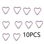 10PCS Heart Shaped Aluminum Carabiner Keychain Clips for Everyday Use
