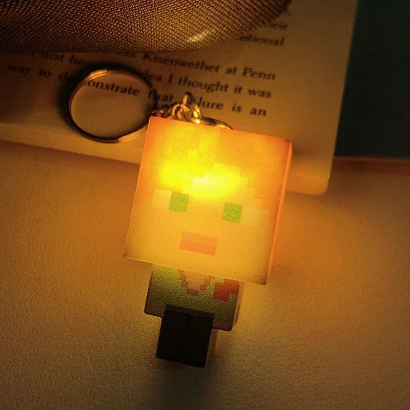 LED Glowing pixel Keychain Mini World Building Blocks Mosaic Light Up Creative Pocket Toy XMAS Novelty Gift for Collectors