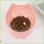 New cat bowl with long ears and high feet bowl with cat and dog neck protection and anti-overturning plastic raised pet bowl