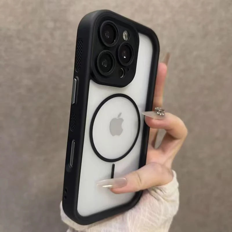 Luxury Matte For Magsafe Transparent Phone Case For iPhone 18 17 16 15 14 13 12 Pro Max 17 Pro 16 Plus Air Magnetic Bumper Cover