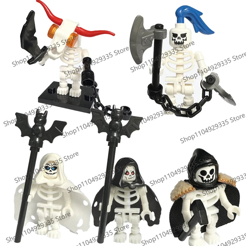 Halloween Scene Building Blocks Skeletons Ghosts Army King Assembled Charactesrs Figures DIY Accessories Bricks Toys Kids Gifts