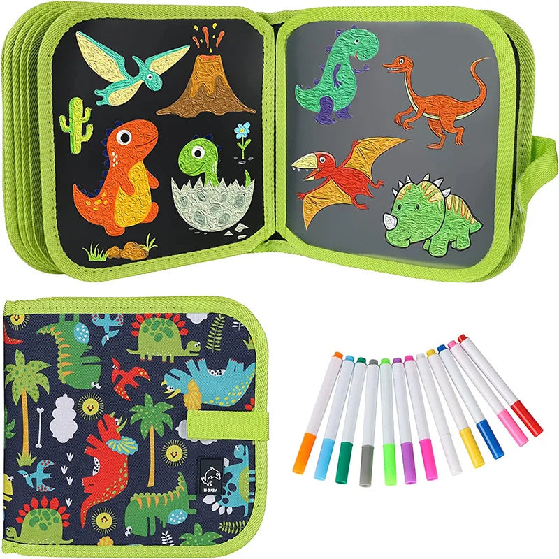 Erasable Reusable Doodle Book Drawing Pad with 12 Watercolor Pens