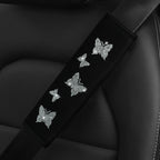 1 Glitter Pink Butterfly Blingling Fabric Automotive Supplies Seat Belt Shoulder Cover Comfortable Anti-tightening Safety Belt