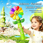 Smile Daisy Pinwheel Bubble Wand Automatic Blower LED Light-Up Kids Outdoor Party Toy for Boys Girls Birthday Gift