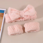 Coral Fleece Face Wash Headband & Absorbent Wristband Set
