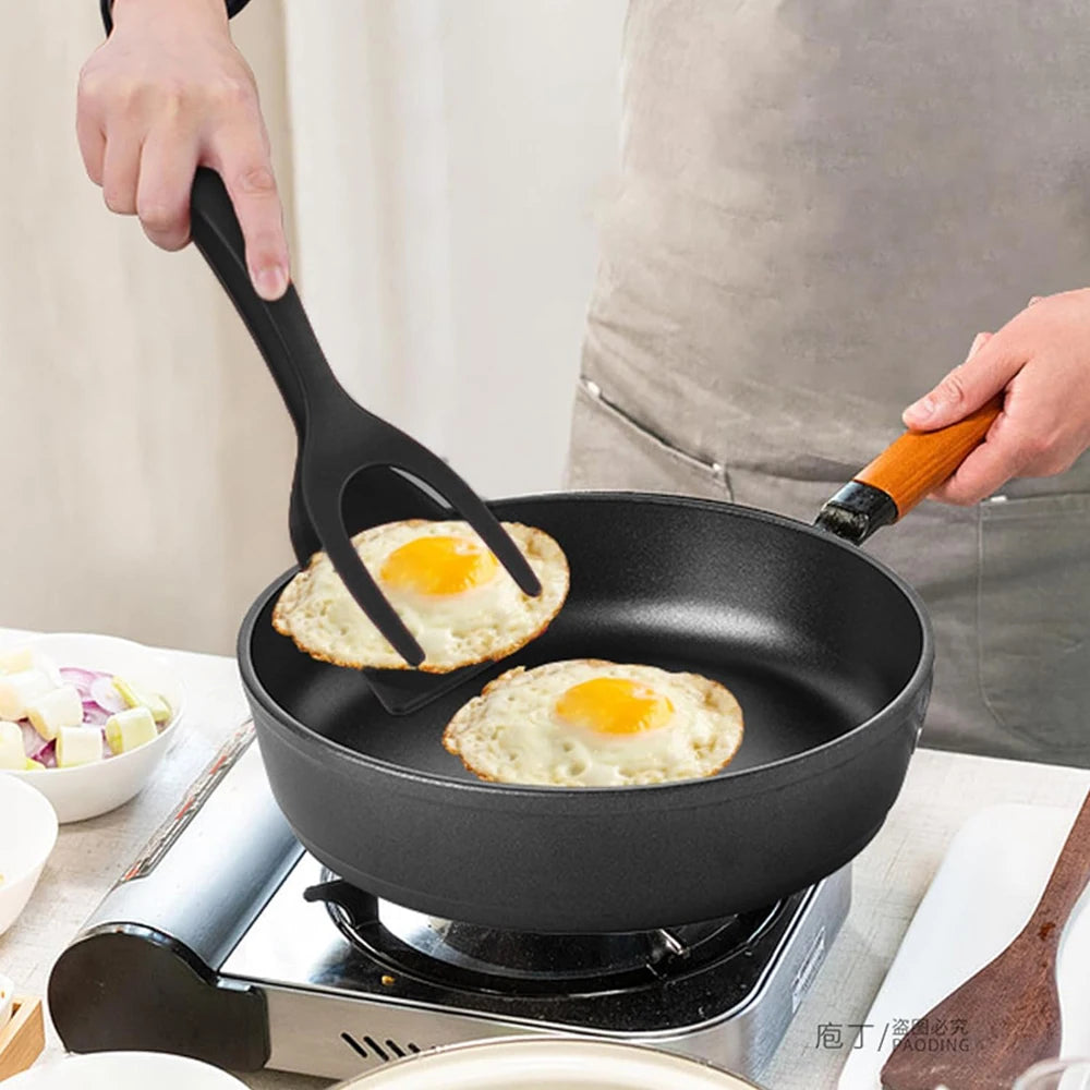 2-in-1 Grip Flip Spatula Clamp – Non-Stick Kitchen Turner Tool