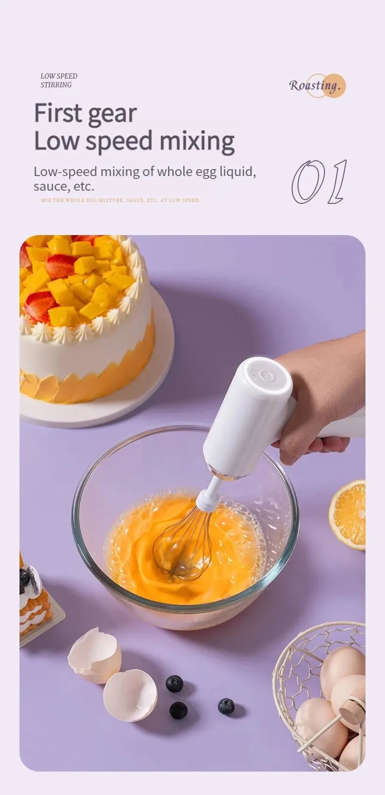 Wireless Electric Food Mixer – 3-Speed Portable Egg Beater & Frother