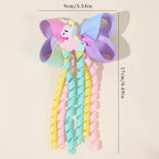 Sweet Unicorn Hair Clips For Girl Bow Barrette Cute Tassel Ribbon Curly Ponytail Hairpins Accessories