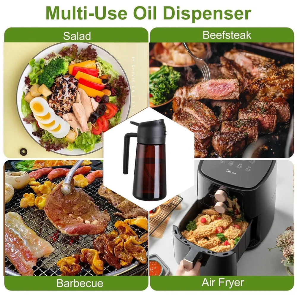 2-in-1 Glass Oil Sprayer Dispenser for Cooking, Air Fryer, Salad & BBQ