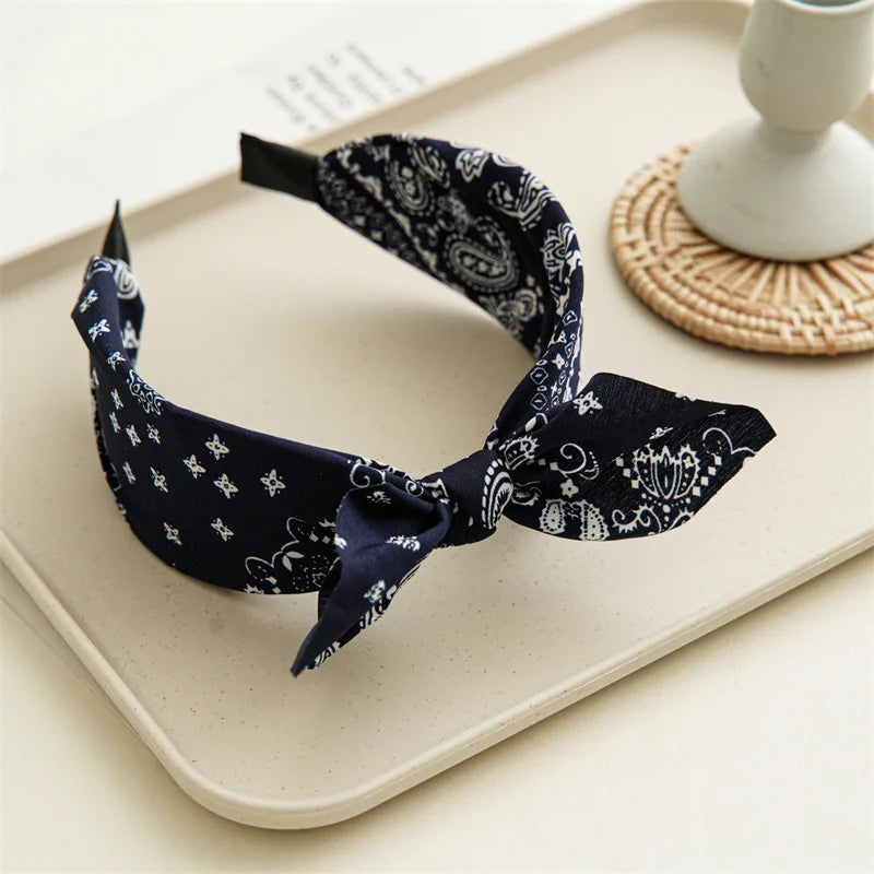 Paisley Bandana Rabbit Ear Headband for Women