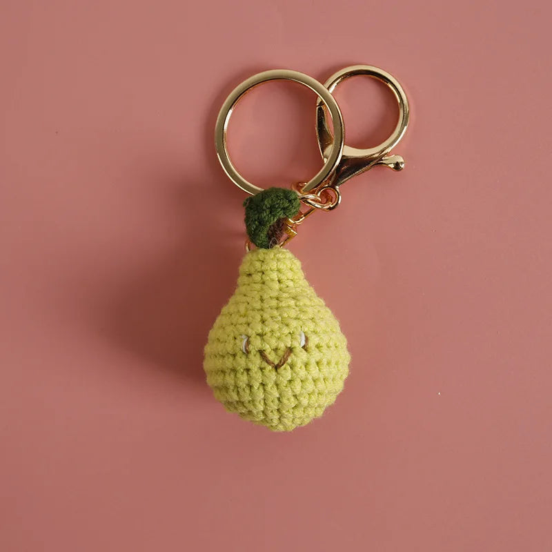 Cute Fruit Crochet Keychain Strawberry Cherry Bag Charm