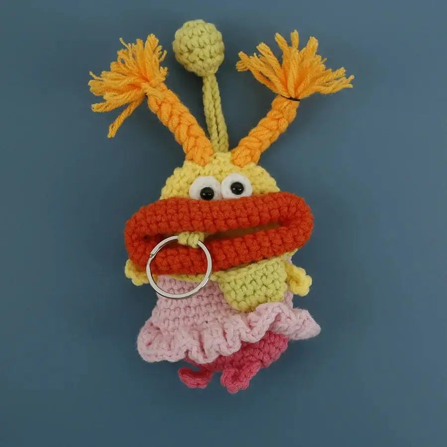 Funny Crochet Sausage Mouth Keychain Key Holder Pouch