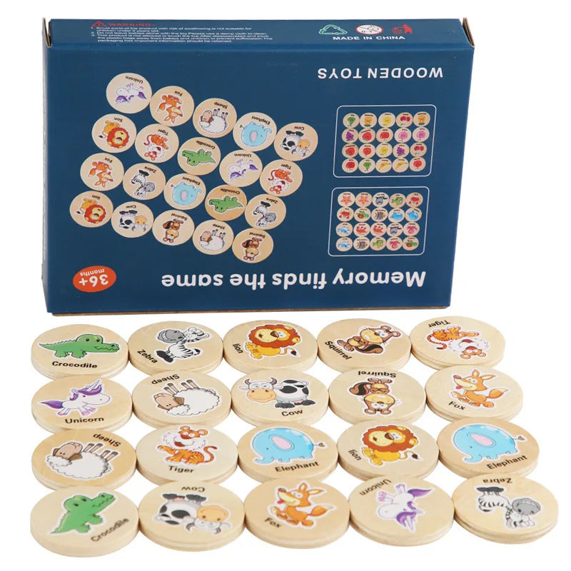 Wooden Memory Matching Pattern Puzzle Game for Kids Learning Fun