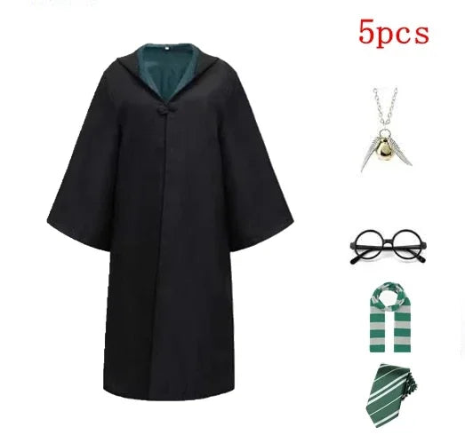 Harri Potters Adult&Children Cosplay Costume Gryffindors Shirt Gown Cloak Tie Scarf Wand Slytherin Skirt Halloween Hermione Gift