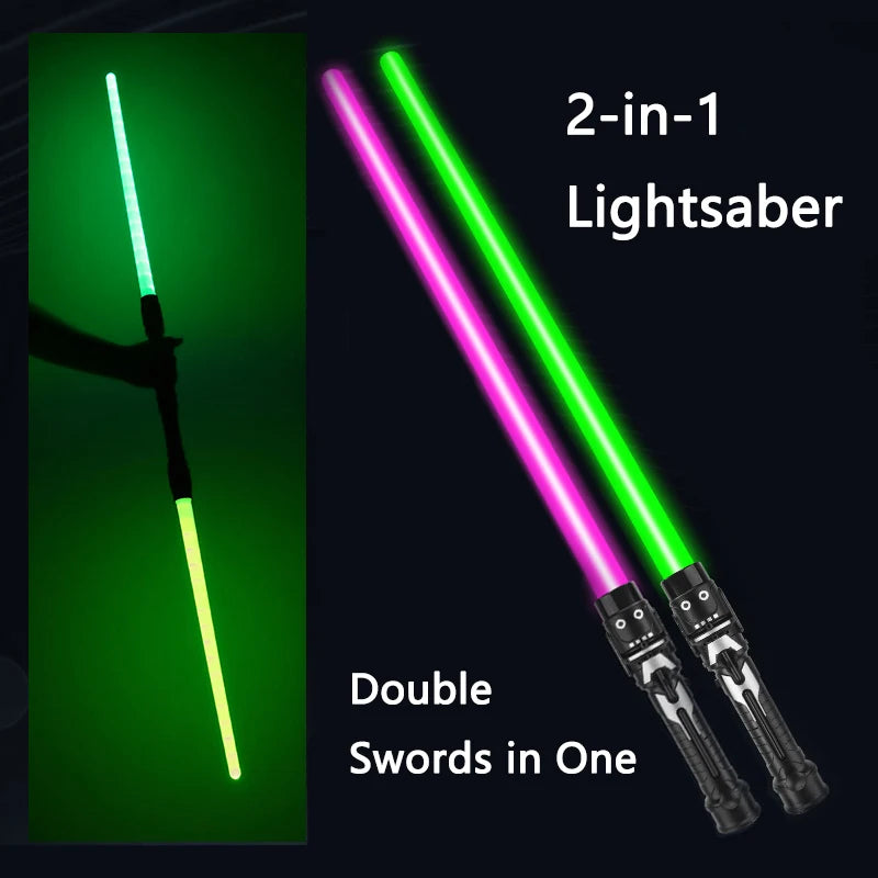 Sword Lightsaber Red and Blue Double Saber Rave Transformation Children's Gift Cosplay Boy Cool Flashing Toy