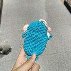 Handmade Crochet Sausage Keychain Earphone Pouch Key Holder For Women