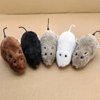 Wind-Up Plush Mouse Interactive Pet Toy for Cats and Dogs Play