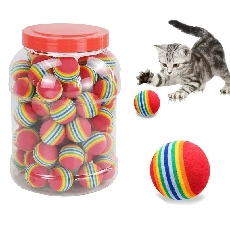 Rainbow EVA Cat Toy Balls for Interactive Chasing and Indoor Play