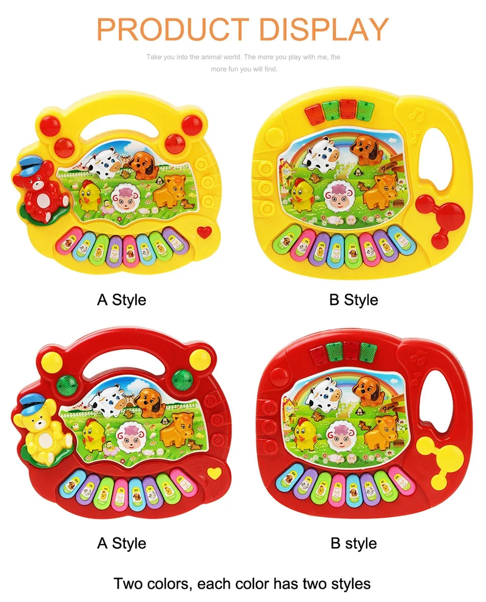 Kids Cartoon Piano Keyboard with Animal Sounds & Flashing Lights
