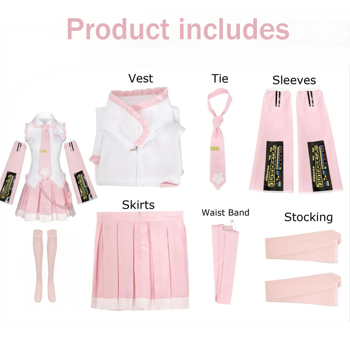 Cosplay Costume Green Ponytail Wig Anime  Singer Role Playing Uniform Girl Party Comic Con Outfits Tops Skirt Props