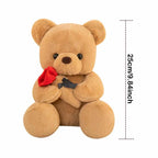 25cm Kawaii for Valentines Day Gift Teddy Bears Stuffed Animal Rose Bear Doll Valentine's Day Gift for Girlfriend