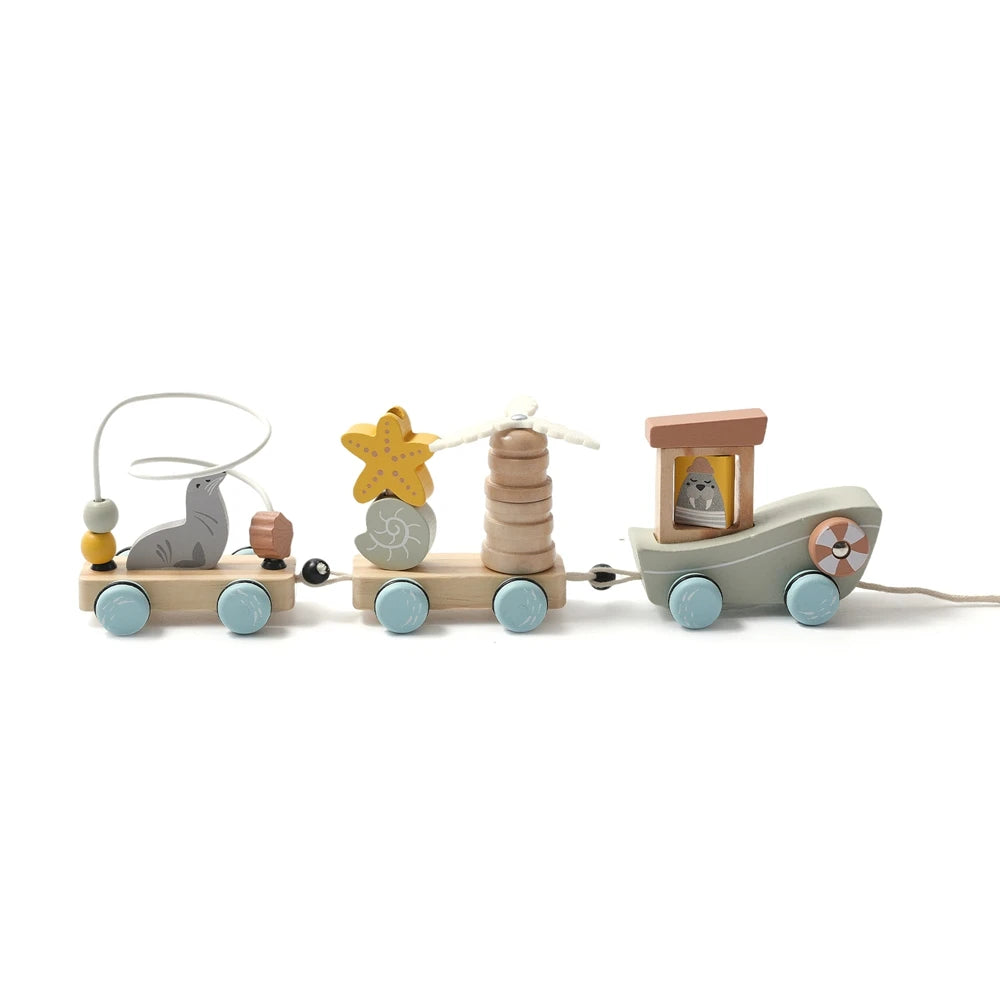 Wooden Montessori Train Learning Toy for Toddlers and Preschool Kids
