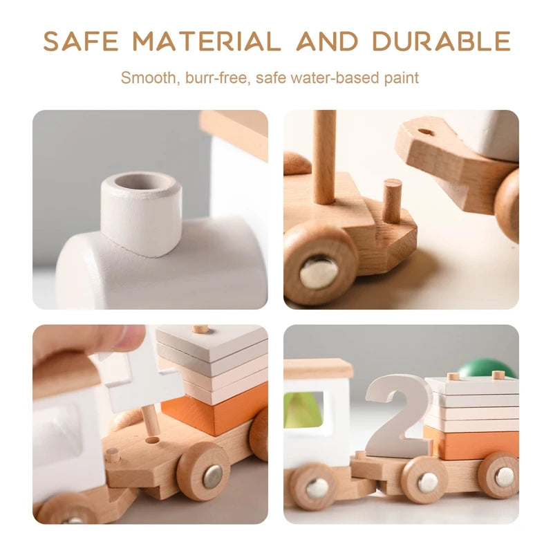 Wooden Montessori Train Learning Toy for Toddlers and Preschool Kids