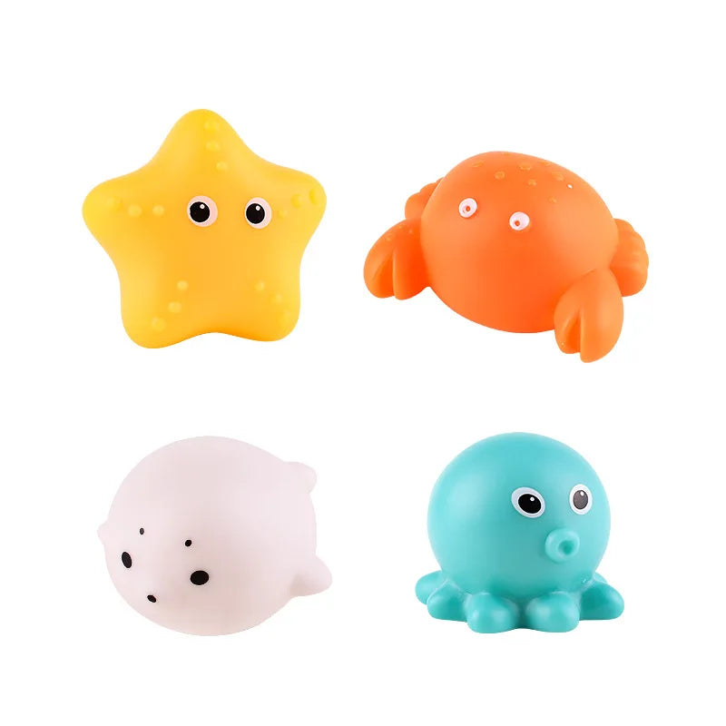 Baby Cute Animals Bath Toy LED Light Up Toys Swimming Water Soft Rubber Float Induction Luminous Duck for Kids Play Funny Gifts
