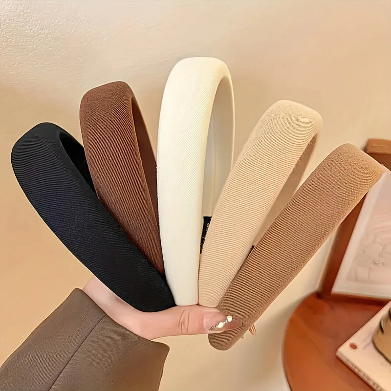 Solid Color Sponge Wide Headband for Women