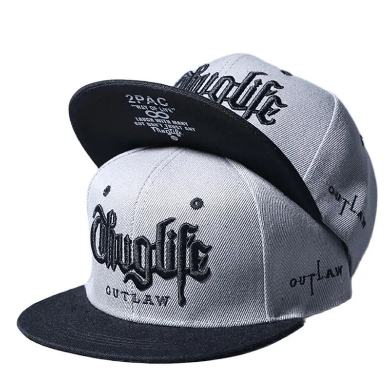 Thug Life Embroidery Snapback Baseball Cap for Streetwear Style