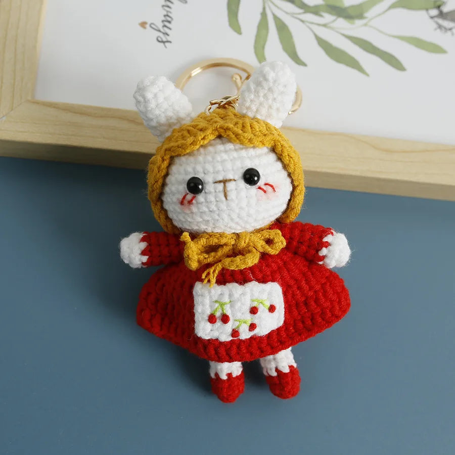 Cute Rabbit Crochet Keychain Handmade Bunny Bag Charm