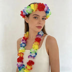 Hawaiian Flower Leis Garland Necklace Fancy Dress Party Hawaii Beach Fun For Wedding Birthday Party Home And Garden Decor