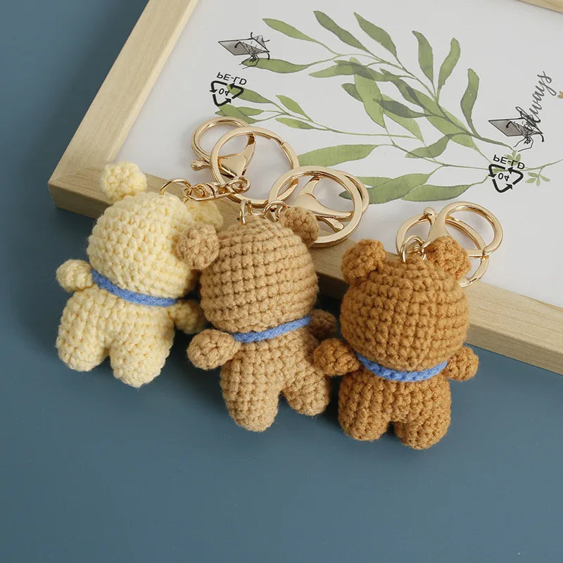 Cute Bear Couple Crochet Keychain Matching Animal Charm