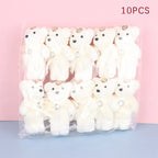 10Pcs Hot 12cm Bear Flower Bouquet Toy Cartoon Doll Teddy Bear Bouquet Graduation Birthday Wedding Gifts Party Decor
