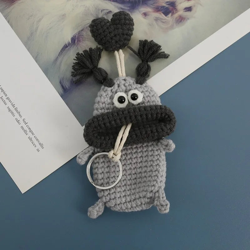 Funny Fruit Sausage Mouth Crochet Keychain Key Holder